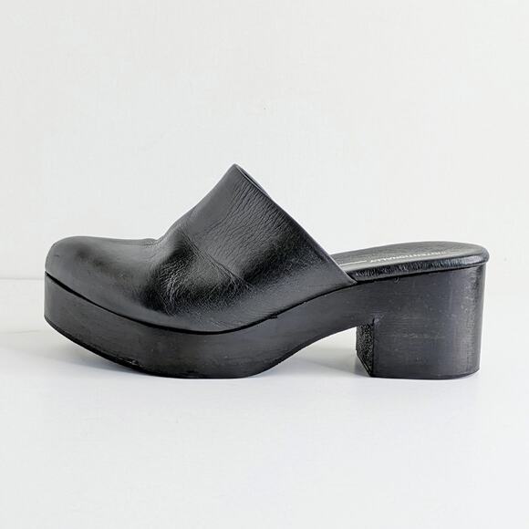 Intentionally Blank Clogs Womens EU 40 Black Mules Slip On Platform Chunky Wood - Picture 1 of 15